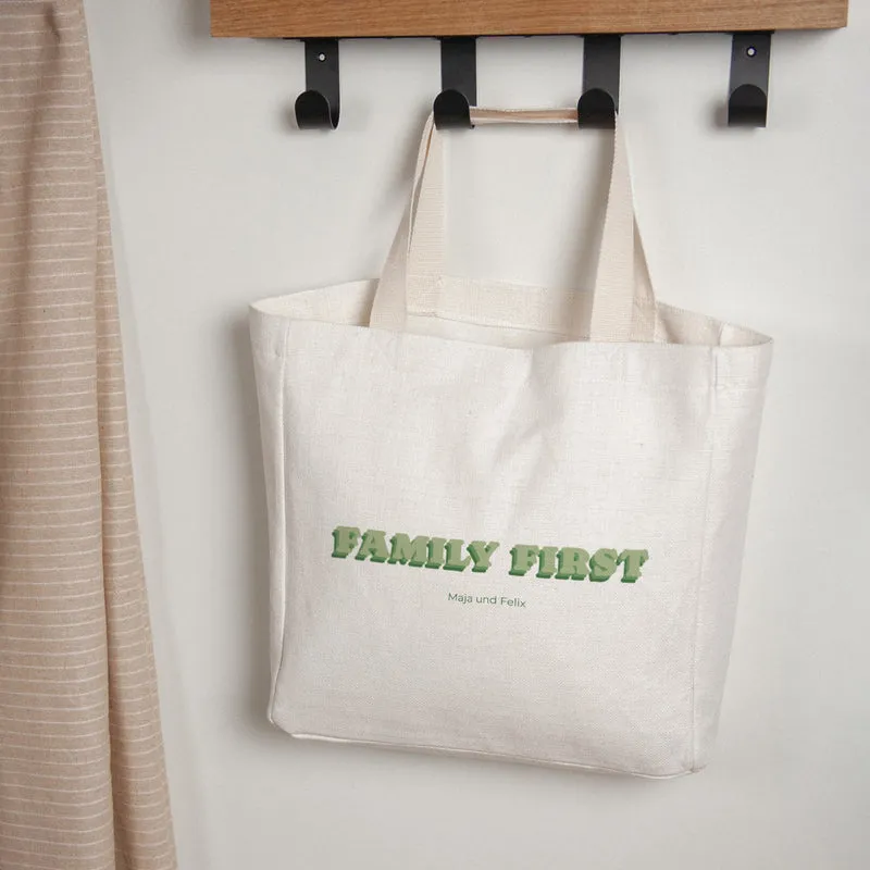 Tote bag Objets Anse en toile Family first