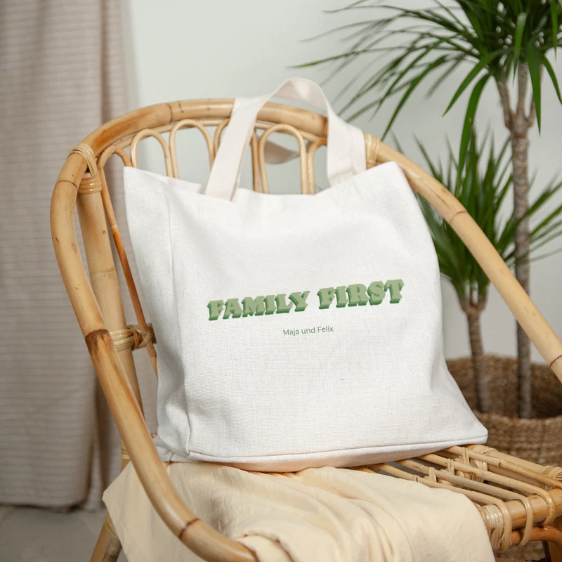 Tote bag Objets Anse en toile Family first
