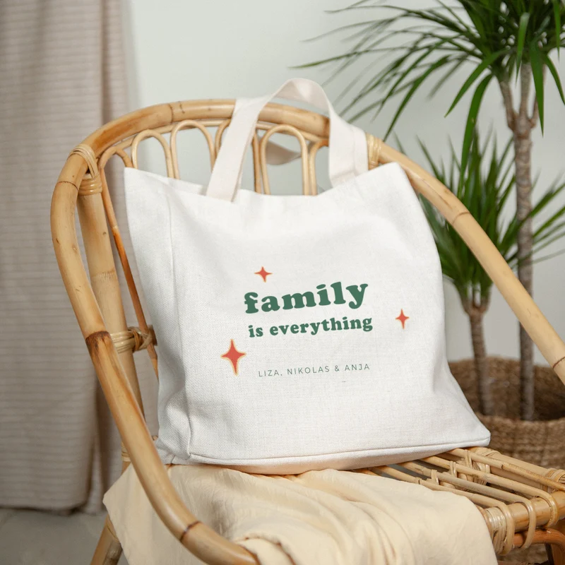 Tote bag Objets Anse en toile Family is everything