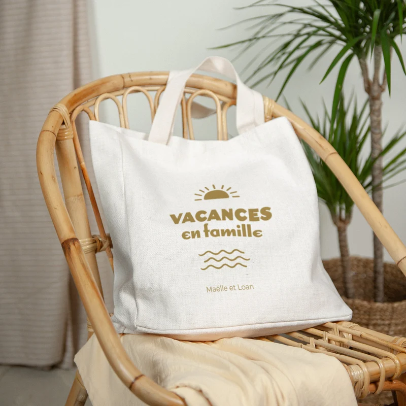 Tote bag Objets Anse en toile Vacances en famille