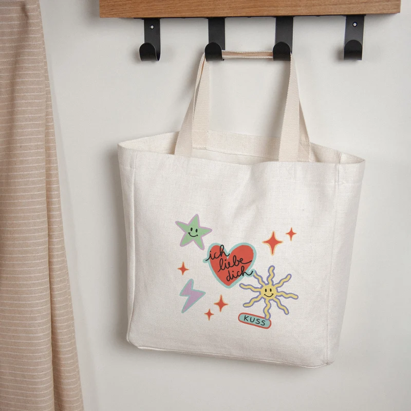 Tote bag Objets Anse en toile Stickers d'Amour