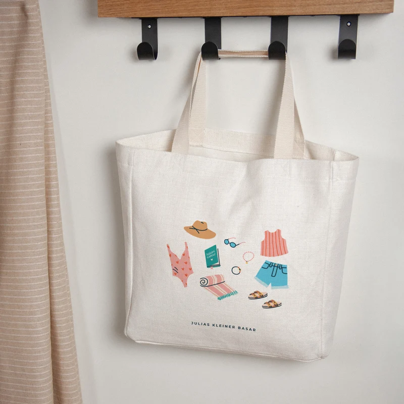 Tote bag Objets Anse en toile Le bazar de