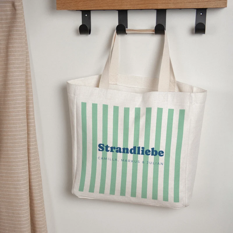 Tote bag Objets Anse en toile L'amour à la plage vert