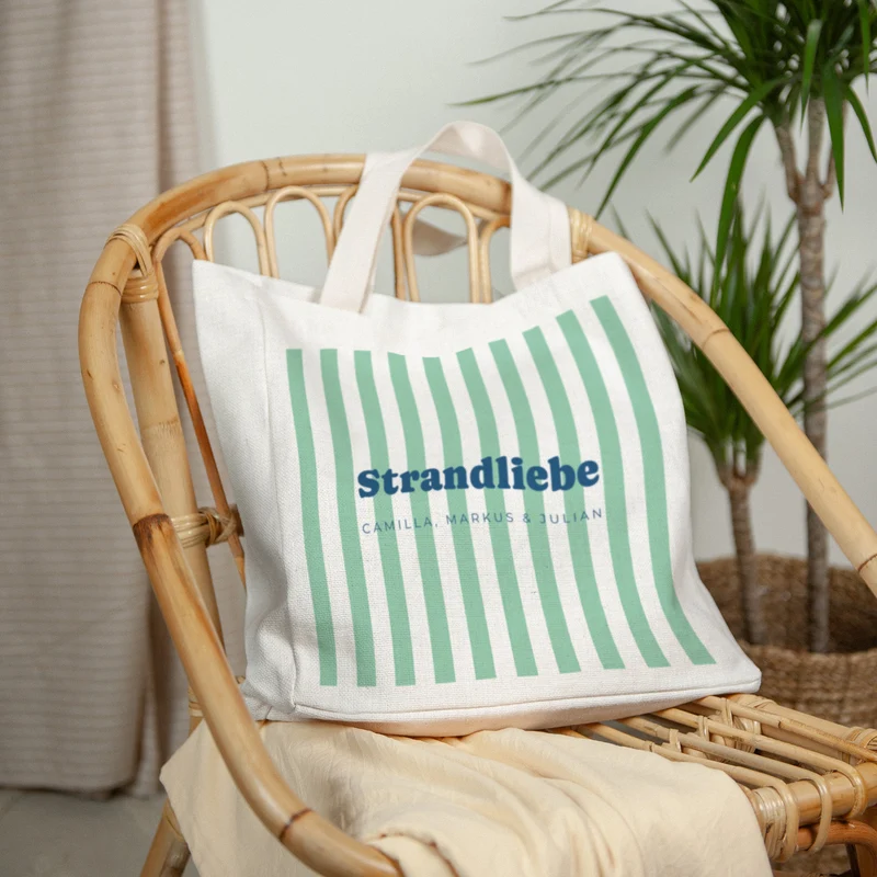 Tote bag Objets Anse en toile L'amour à la plage vert