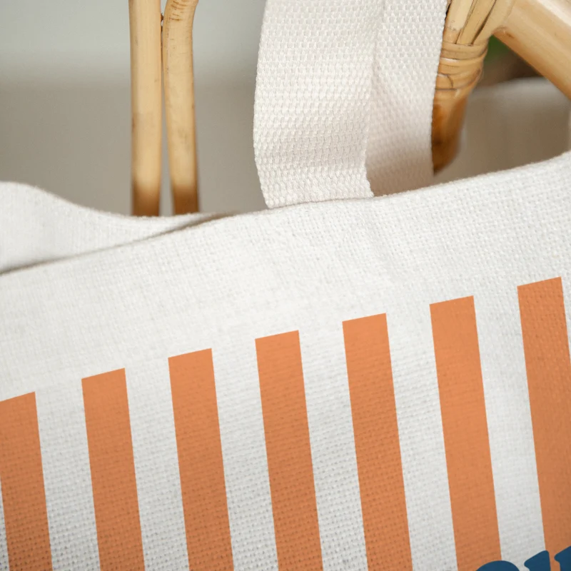 Tote bag Objets Anse en toile L'amour à la plage orange