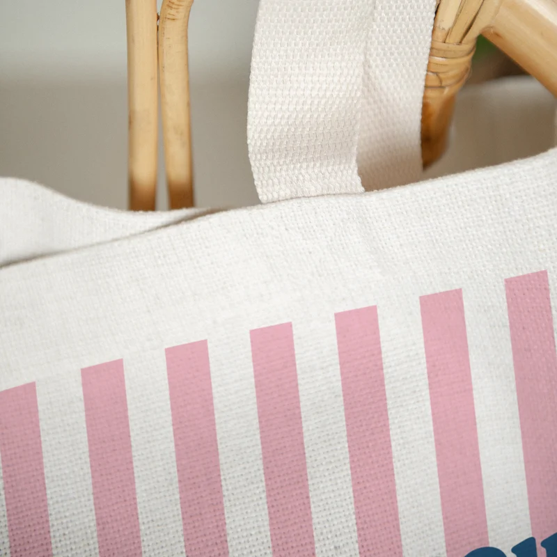 Tote bag Objets Anse en toile L'amour à la plage rose