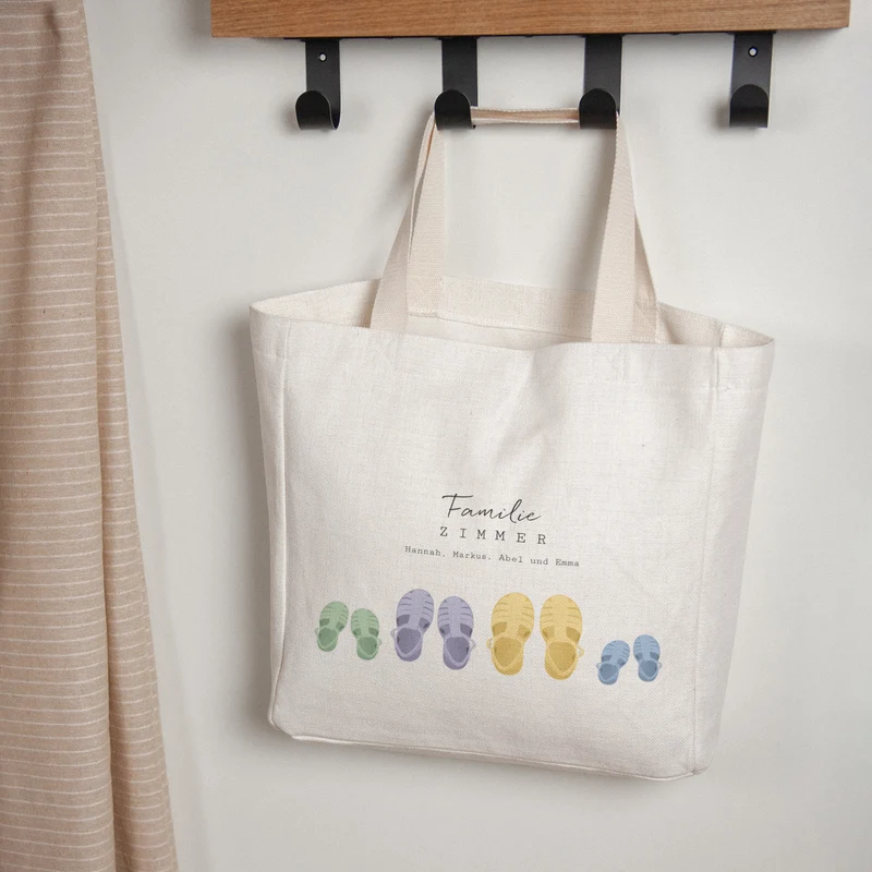 Tote bag Naissance Anse en toile Petits pas au bord de l'eau