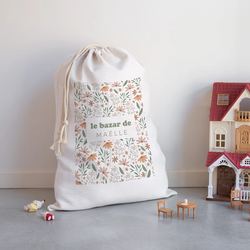 Sac de rangement Grand format Sac fleuri de bébé