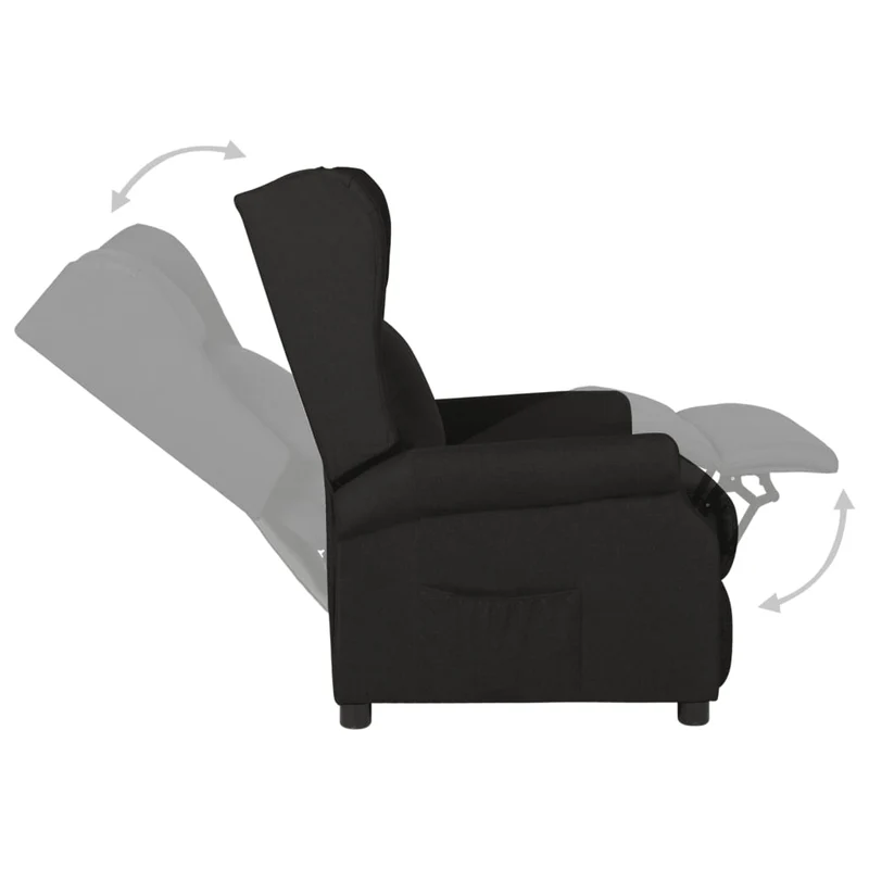 Fauteuil relax TV rembourrage confortable en tissu noir DEC028106