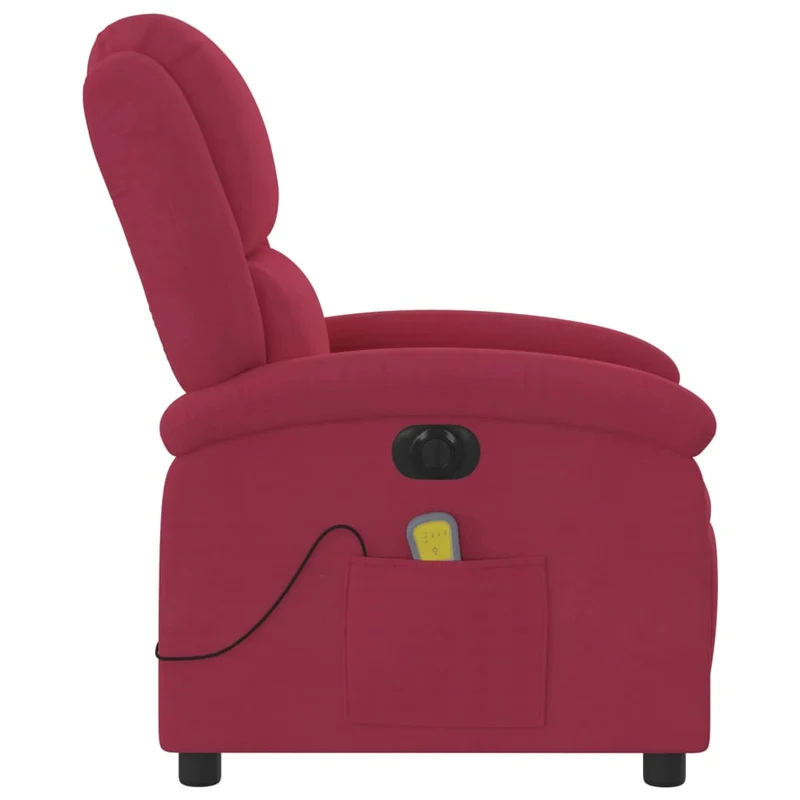 Fauteuil relax TV rembourrage confortable massage électrique en velours rouge bordeaux DEC028063