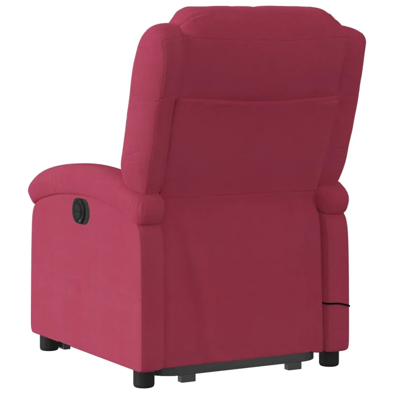 Fauteuil de relaxation fonction massage et inclinable levage électrique en velours rouge bordeaux DEC027834