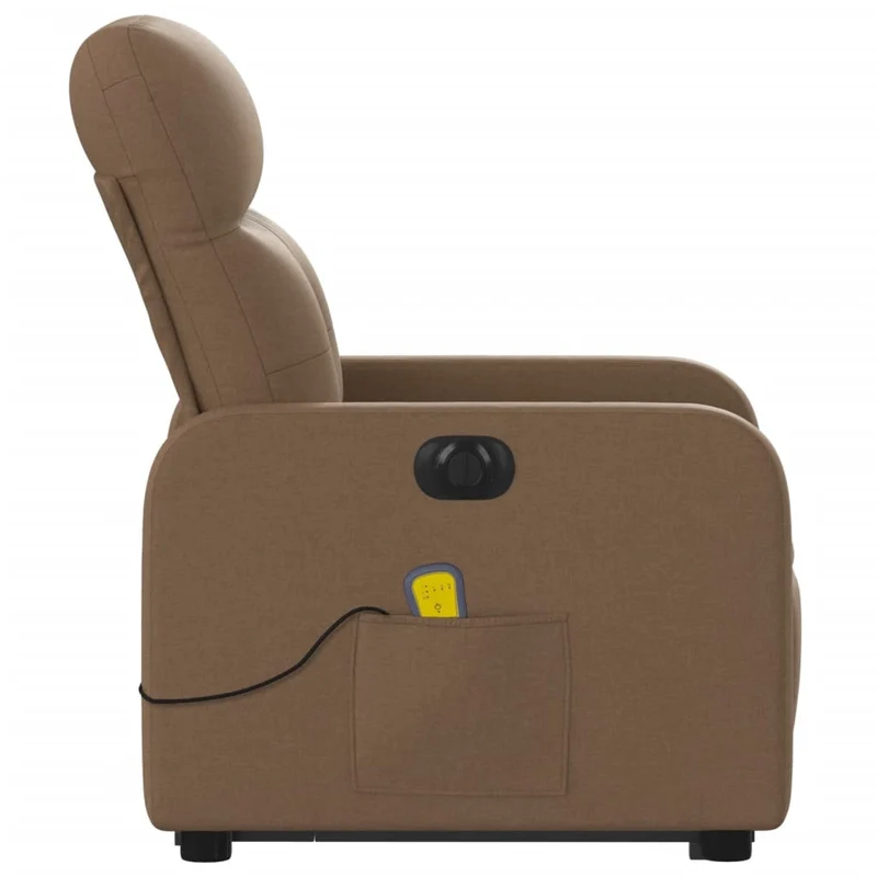 Fauteuil de relaxation fonction massage et inclinable levage électrique en tissu marron DEC027792