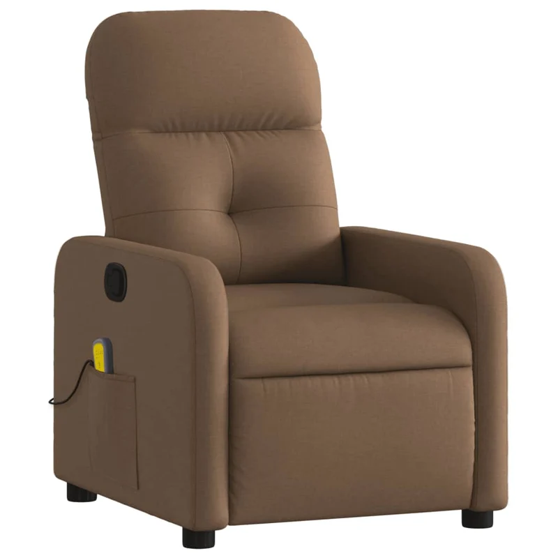 Fauteuil de relaxation TV fonction massage inclinable en tissu marron DEC027023