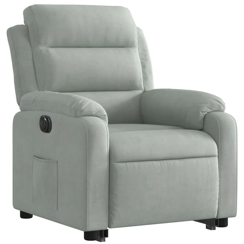 Fauteuil relax TV fonction de levage électrique très confortable en velours gris clair DEC028334