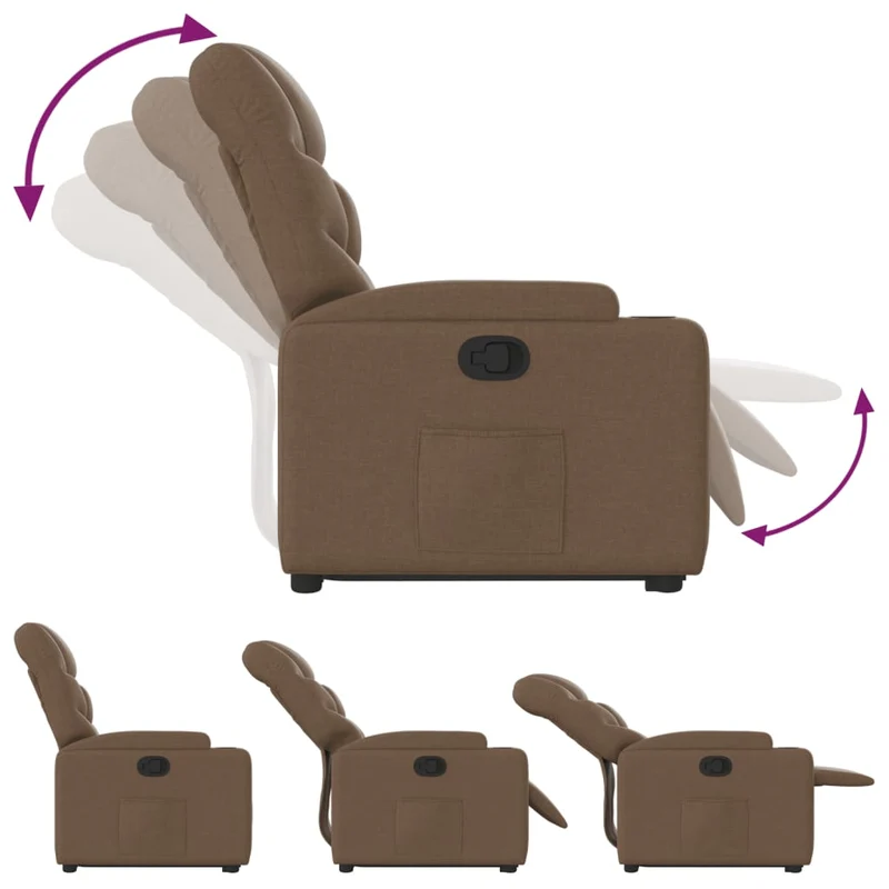 Fauteuil relax TV rembourrage confortable fonction de levage électrique en tissu marron DEC028057