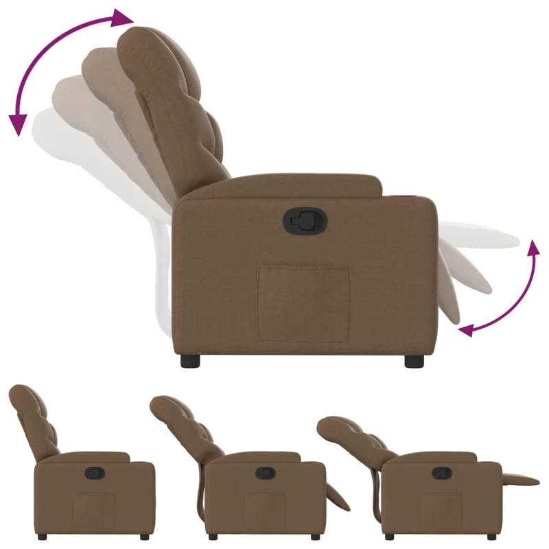 Fauteuil relax TV rembourrage confortable fonction d'inclinaison manuelle en tissu marron DEC028050