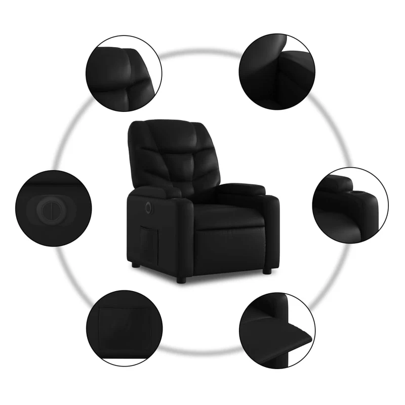 Fauteuil relax TV fonction de levage électrique très confortable en PVC noir DEC028463