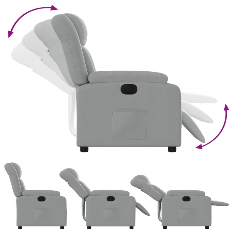 Fauteuil relax TV fonction d'inclinaison électrique très confortable en tissu gris clair DEC028327