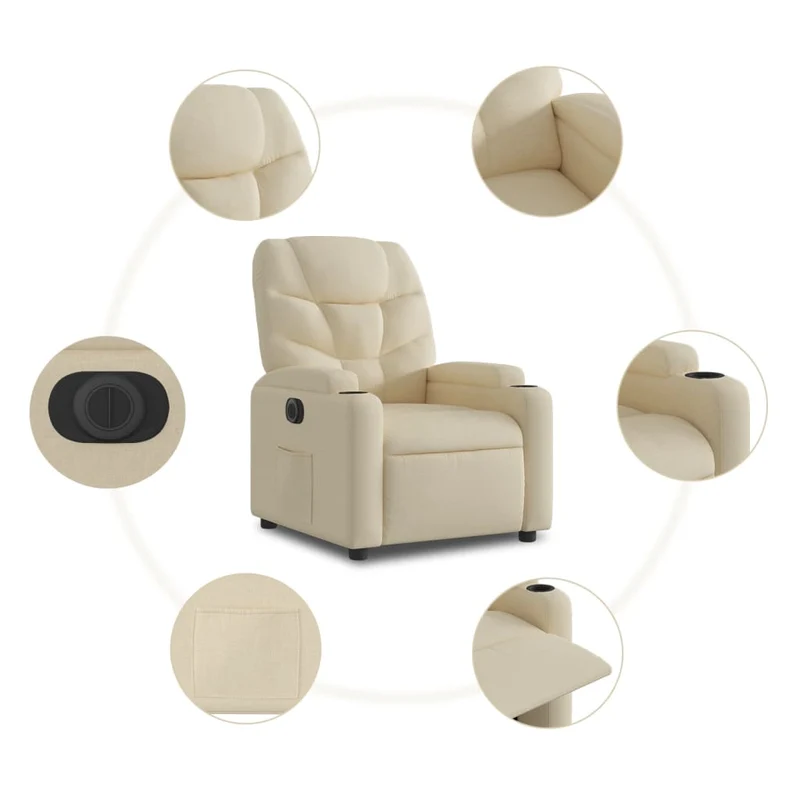 Fauteuil relax TV fonction de levage électrique très confortable en tissu crème DEC028285
