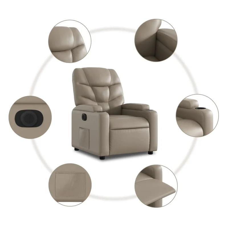 Fauteuil relax TV fonction de levage électrique très confortable en PVC couleur cappuccino DEC028247