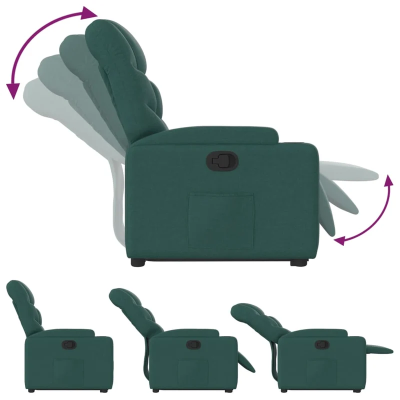 Fauteuil relax TV rembourrage confortable fonction de levage électrique en tissu vert foncé DEC028228