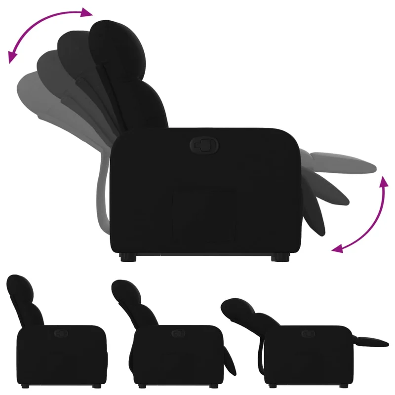 Fauteuil relax TV rembourrage confortable fonction de levage électrique en tissu noir DEC028115