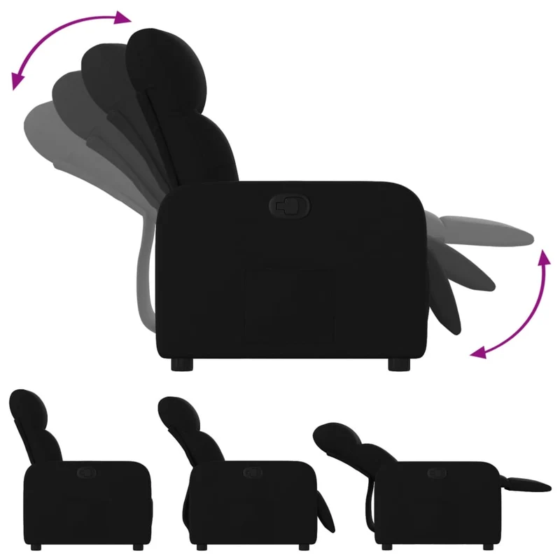Fauteuil relax TV rembourrage confortable fonction d'inclinaison manuelle en tissu noir DEC028097