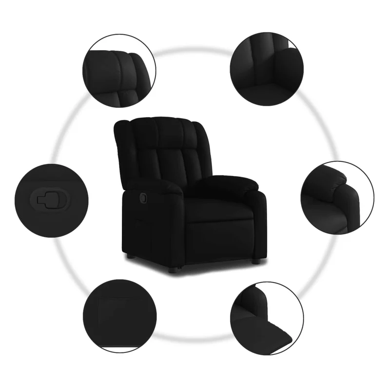 Fauteuil relax TV rembourrage confortable fonction de levage électrique en PVC noir DEC028083