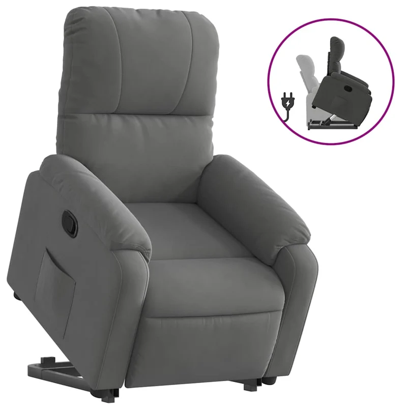 Fauteuil relax TV rembourrage confortable fonction de levage électrique en microfibre gris DEC027962