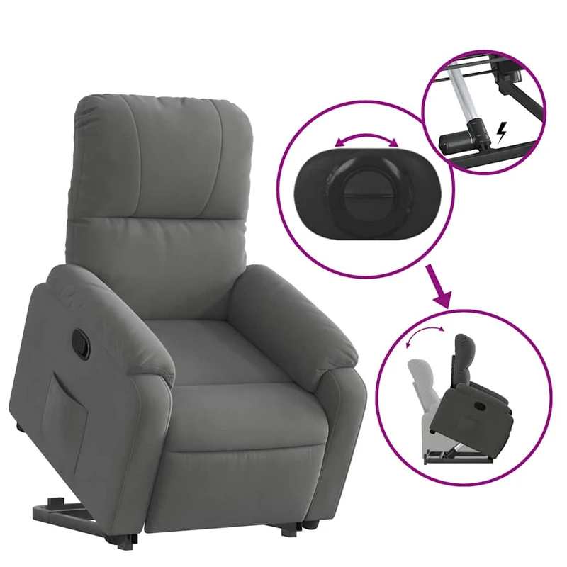 Fauteuil relax TV rembourrage confortable fonction de levage électrique en microfibre gris DEC027962