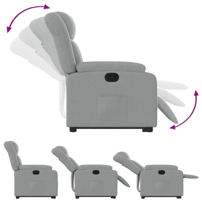 Fauteuil relax TV rembourrage confortable fonction de levage électrique en tissu gris clair DEC027910