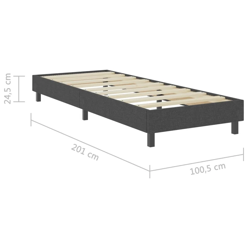 Sommier à lattes sur pieds cadre de lit 100 x 200 cm tissu gris TDL0208038