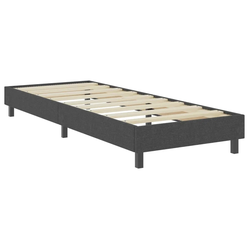 Sommier à lattes sur pieds cadre de lit matelas 100x200 cm tissu gris foncé TDL0208070