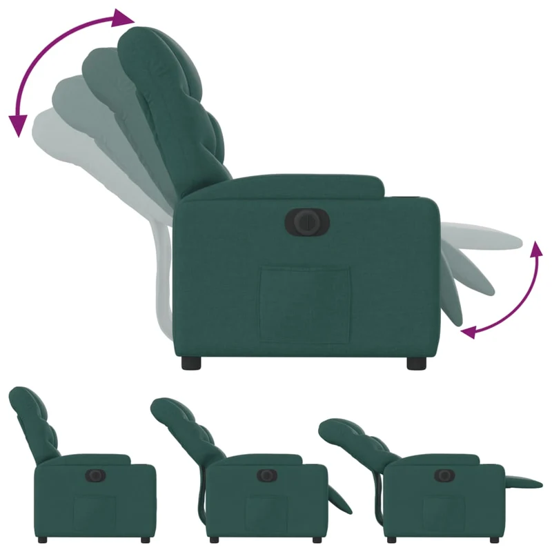 Fauteuil relax TV fonction d'inclinaison électrique très confortable en tissu vert foncé DEC028605