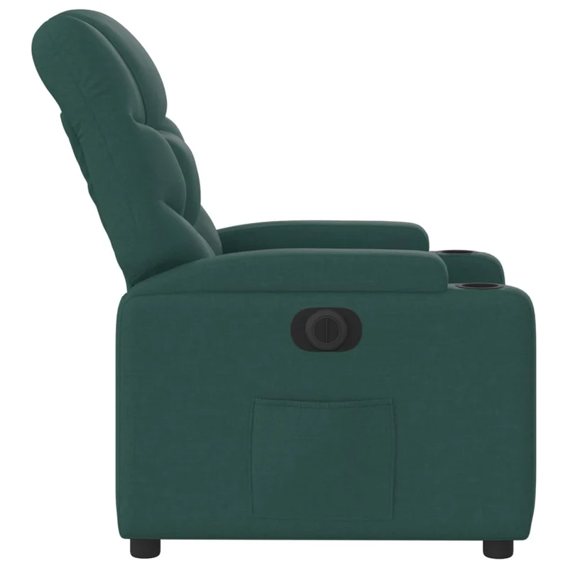 Fauteuil relax TV fonction d'inclinaison électrique très confortable en tissu vert foncé DEC028605