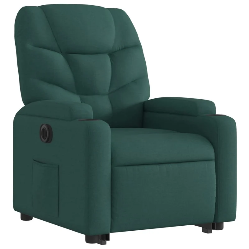 Fauteuil relax TV fonction de levage électrique très confortable en tissu vert foncé DEC028591