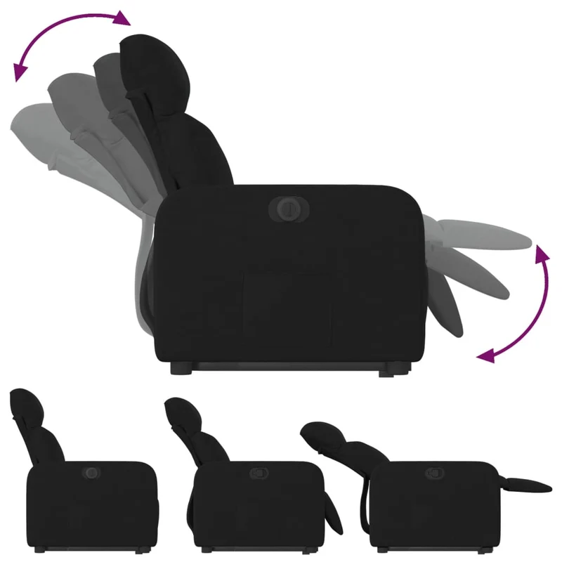 Fauteuil relax TV fonction de levage électrique très confortable en tissu noir DEC028494