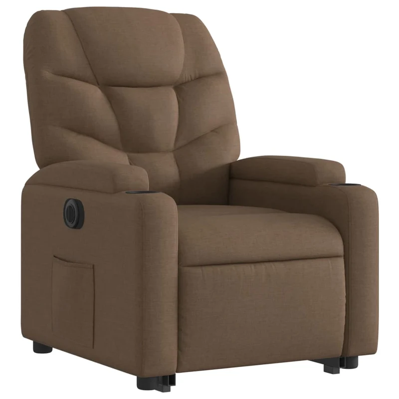 Fauteuil relax TV fonction de levage électrique très confortable en tissu marron DEC028438