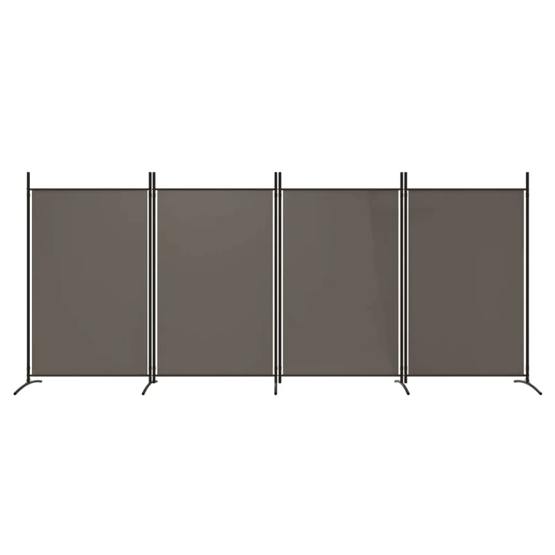 Séparateur de pièce cloison 4 panneaux 346 x 180 cm tissu anthracite et fer DEC030827