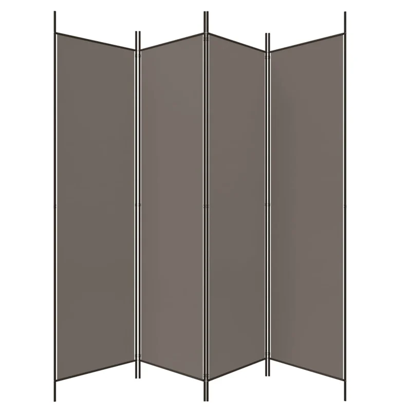 Paravent séparateur de pièce cloison 4 panneaux 200 x 200 cm tissu anthracite et fer DEC030825