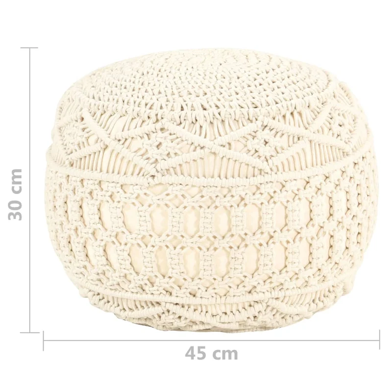 Pouf tabouret repose-pied cordes tressées à la main 45 x 30 cm coton beige DEC029981