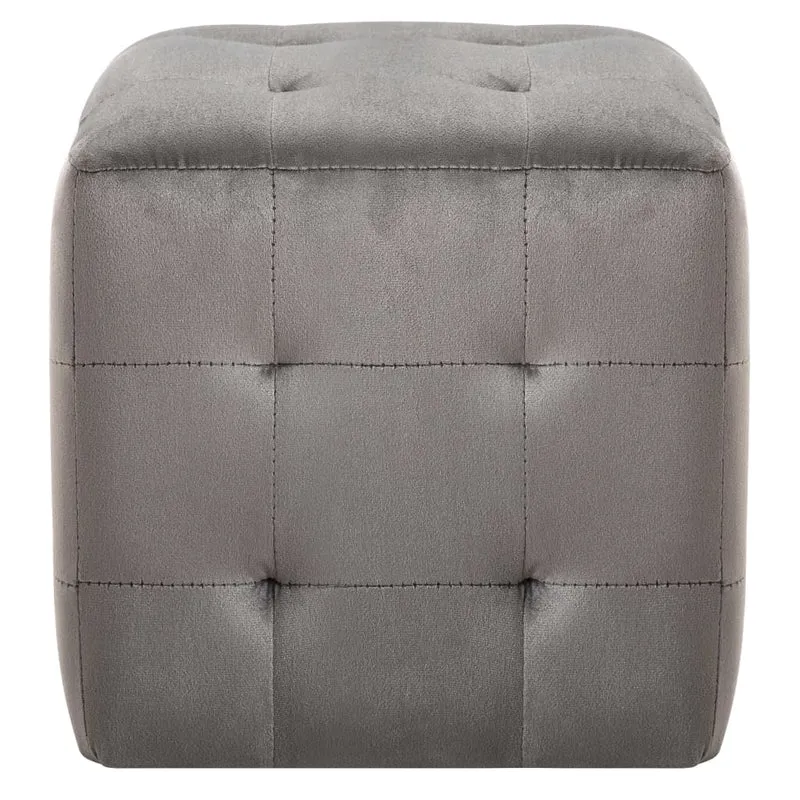 Lot de 2 poufs repose-pied tabouret capitonné 30 x 30 x 30 cm tissu velours gris DEC029935