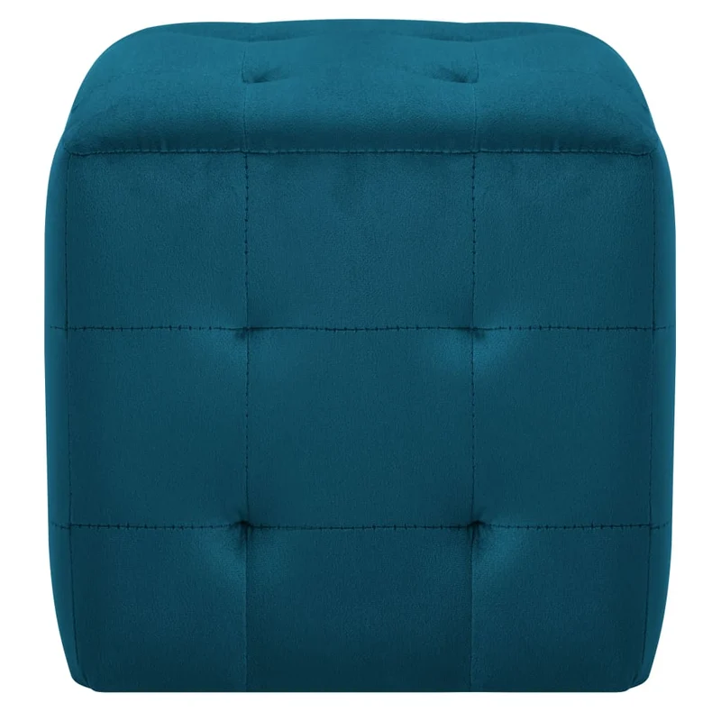 Lot de 2 poufs repose-pied tabouret capitonné 30 x 30 x 30 cm tissu velours bleu DEC029929