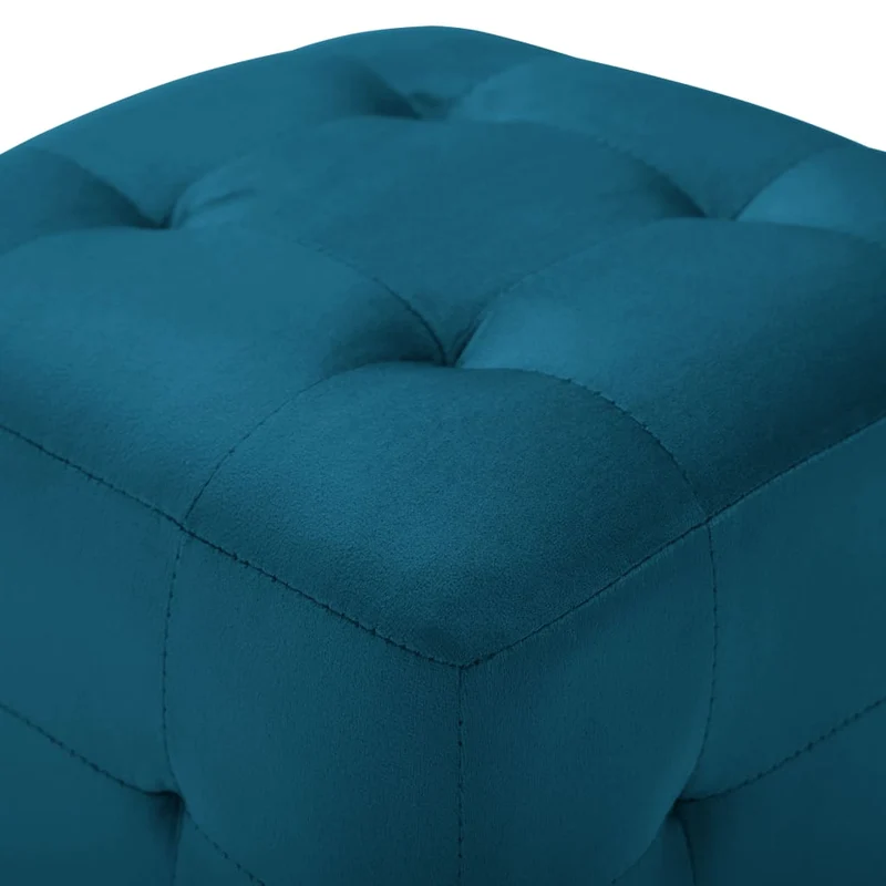 Lot de 2 poufs repose-pied tabouret capitonné 30 x 30 x 30 cm tissu velours bleu DEC029929