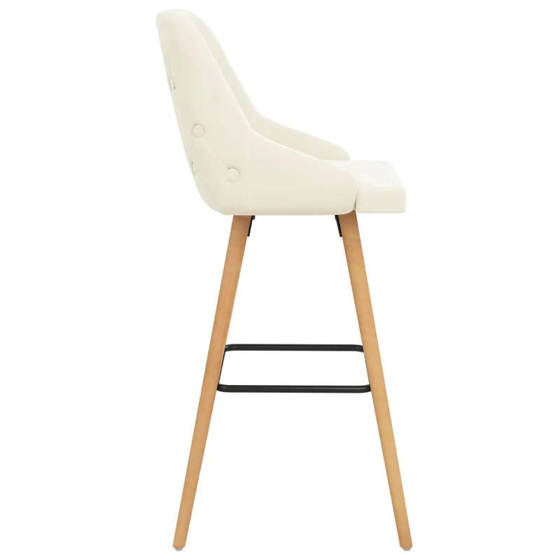Tabourets de bar x2 chaises haute design et moderne en velours crème et bois DEC029388