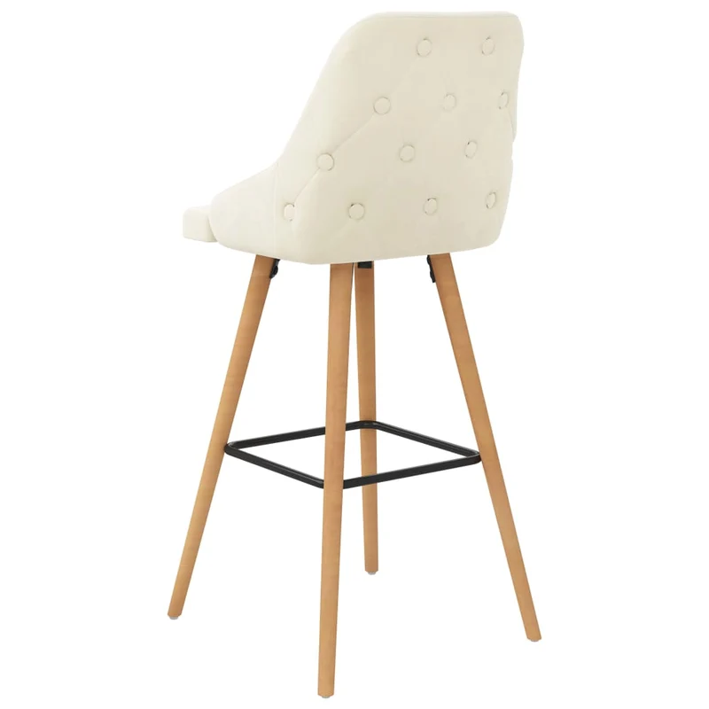 Tabourets de bar x2 chaises haute design et moderne en velours crème et bois DEC029388