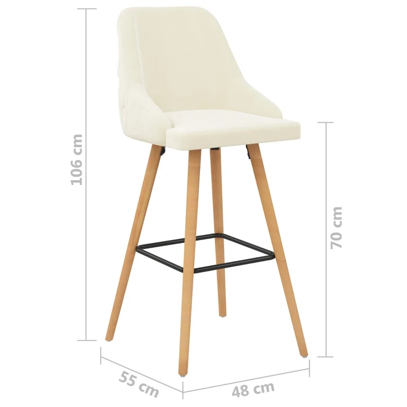 Tabourets de bar x2 chaises haute design et moderne en velours crème et bois DEC029388