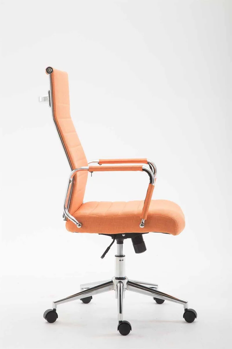 Fauteuil de bureau en tissu orange avec assise rembourrée pivotant BUR10238