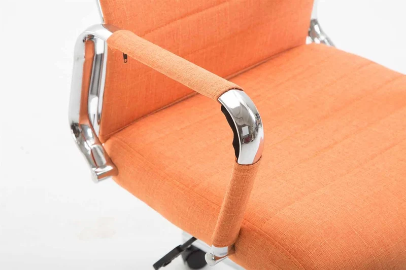 Fauteuil de bureau en tissu orange avec assise rembourrée pivotant BUR10238