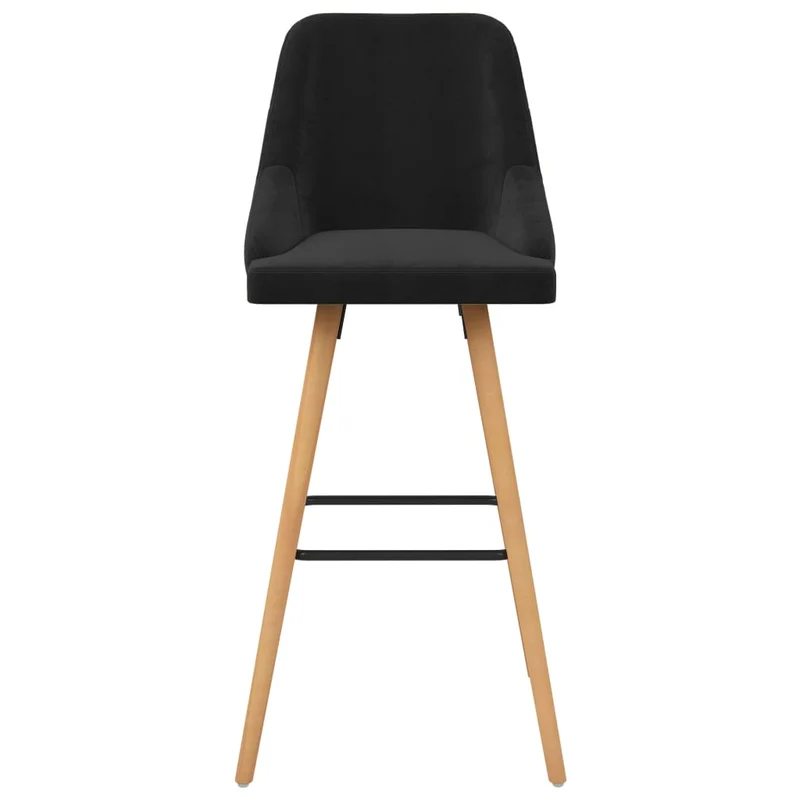 Lot de 2 tabourets de bar chaises hautes design moderne en velours noir et bois DEC029830